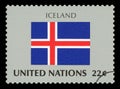 ICELAND - Postage Stamp of Iceland national flag