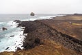 Iceland Reykjanes peninsula rocky volcanic sulfur stones shore coast line Royalty Free Stock Photo