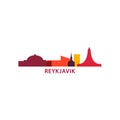 Reykjavik city skyline silhouette vector logo illustration