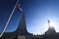 Iceland Reykjavik Hallgrimskirkja church iconic cathedral illuminated in Arctic dusk Royalty Free Stock Photo