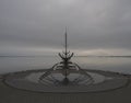 Iceland, Reykjavik, July 30, 2019: Street view of ship Solfar. Sun Voyager is a sculpture by Jon Gunnar Arnason, located Royalty Free Stock Photo