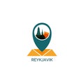 Reykjavik city skyline silhouette vector logo illustration