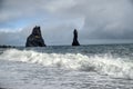 Iceland, Reynisfjara Beach, cliffs and characteristic stretch of sea