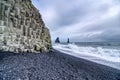 Iceland, Reynisfjara Beach, cliffs and characteristic stretch of sea