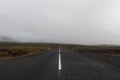 Iceland road leading straight to the horizon.