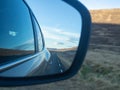 Iceland route one road in the car mirror Royalty Free Stock Photo