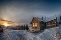 Iceland rural wooden house winter