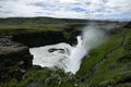 Gullfoss waterfall with spray seen from above, Iceland Royalty Free Stock Photo
