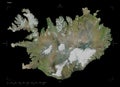 Iceland shape on black. High-res satellite