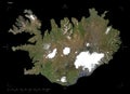 Iceland shape on black. Low-res satellite