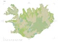 Iceland shape on white. Topo Humanitarian