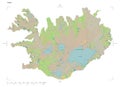 Iceland shape on white. Topo standard
