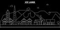 Iceland silhouette skyline, vector city, linear architecture, buildingtravel illustration, outline landmarks. Iceland