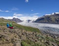 Iceland, Skaftafell national park, July 5, 2018: tourist couple