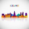 Iceland skyline silhouette in colorful geometric style. Royalty Free Stock Photo