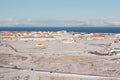 Iceland small village with mountain skyline winter natural landscape