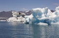 Iceland. Southeast area. Jokulsarlon. Icebergs and lake.