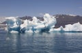 Iceland. Southeast area. Jokulsarlon. Icebergs and lake.