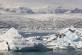 Iceland. Southeast area. Jokulsarlon. Icebergs, lake and glacier