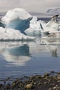 Iceland. Southeast area. Jokulsarlon. Icebergs, lake and glacier