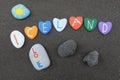 Iceland, souvenir with multicolored heart stones