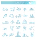 Iceland vector icons. Tourism and attractions. Iceland collection