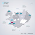 Iceland vector map with infographic elements, pointer marks Royalty Free Stock Photo