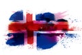Iceland Watercolor Painted Flag Hand Drawn Illustration