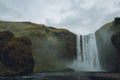 Iceland waterfall Skogafoss in Icelandic nature landscape. Famous tourist attractions and landmarks destination in Icelandic Royalty Free Stock Photo