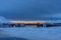 Iceland winter landscape view water harbour twilight sunli Royalty Free Stock Photo