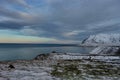 Iceland winter landscape view water and reflection with blue sky Royalty Free Stock Photo