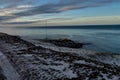 Iceland winter landscape view water and reflection with blue sky Royalty Free Stock Photo