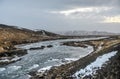 Iceland Winter River Landscape Royalty Free Stock Photo