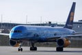 Icelandair plane doing taxi on runway