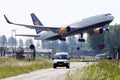 Icelandair plane taking off from Polderbaan, Amsterdam Airport Schiphol, AMS