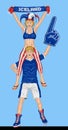 Icelander Fans Supporting Iceland Team with Scarf and Foam Finger Royalty Free Stock Photo