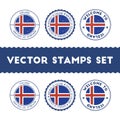 Icelander flag rubber stamps set. Royalty Free Stock Photo