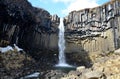 Icelandic Basalt Column Waterfall on a Spring Day Royalty Free Stock Photo