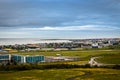 Icelandic capital panorama, streets and resedential buildings wi