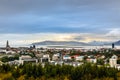 Icelandic capital panorama, streets and resedential buildings wi