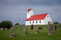 Icelandic church and cemetery. Royalty Free Stock Photo