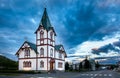 Icelandic church in the little town of Husavik Royalty Free Stock Photo