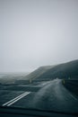 Icelandic epic road scenery from car window Royalty Free Stock Photo