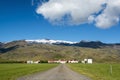 Icelandic farm under the Eyjafjallajokull volcano, Iceland Royalty Free Stock Photo