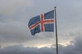 Icelandic flag outdoors and a cloudy sky