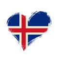 Icelandic flag heart-shaped grunge background. Vector illustration. Royalty Free Stock Photo