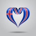 Icelandic flag heart-shaped ribbon. Vector illustration. Royalty Free Stock Photo