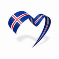 Icelandic flag heart shaped ribbon. Vector illustration. Royalty Free Stock Photo