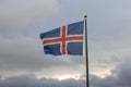 Icelandic flag outdoors and a cloudy sky