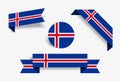 Icelandic flag stickers and labels. Vector illustration. Royalty Free Stock Photo